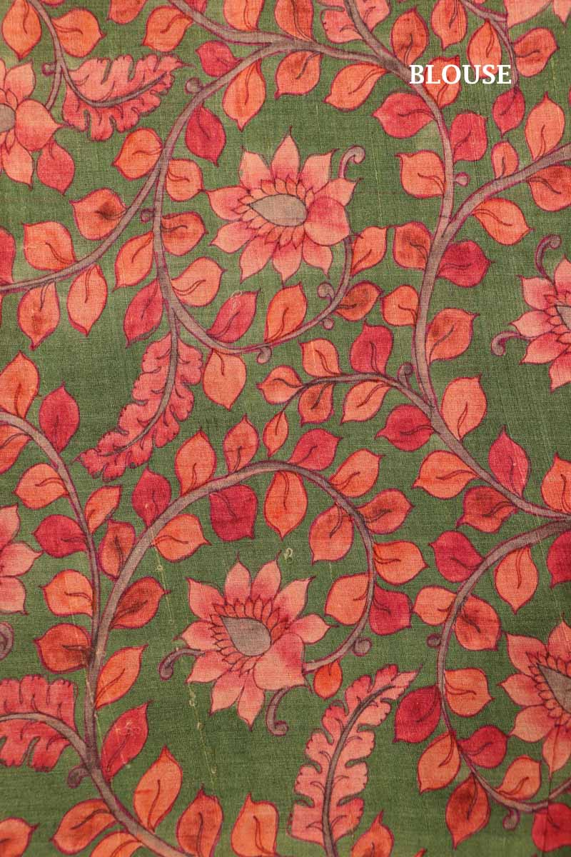 Handloom Printed Tussar Silk Saree AI207508