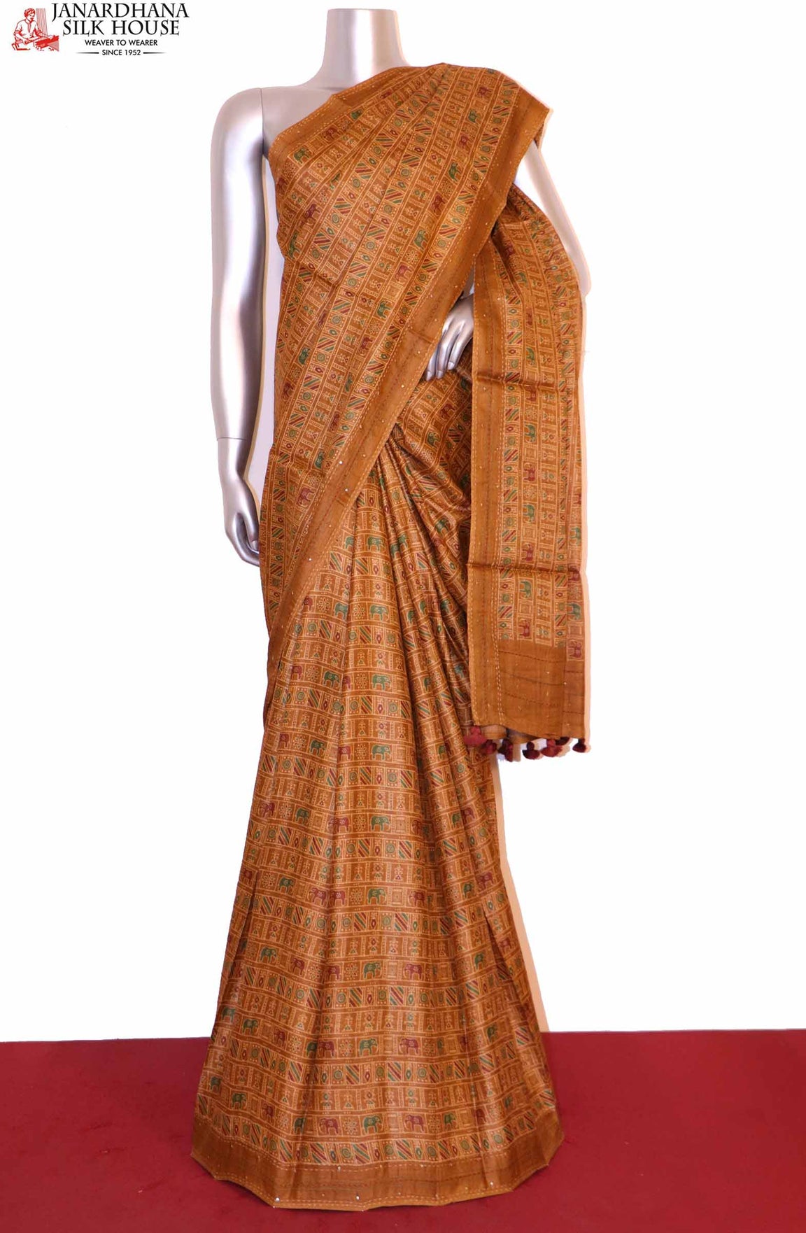 Exclusive Printed Tussar Silk Saree AH205796