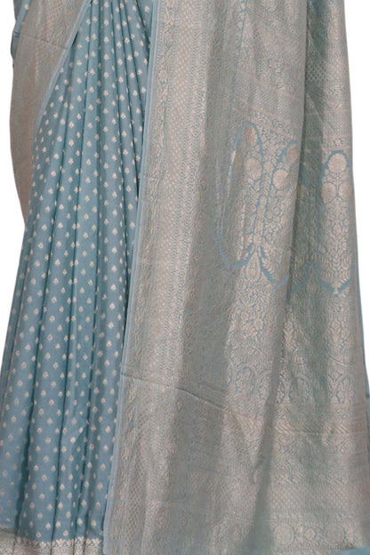 Pure Handloom Zari Butta Banarasi Crepe Silk Saree AL206640