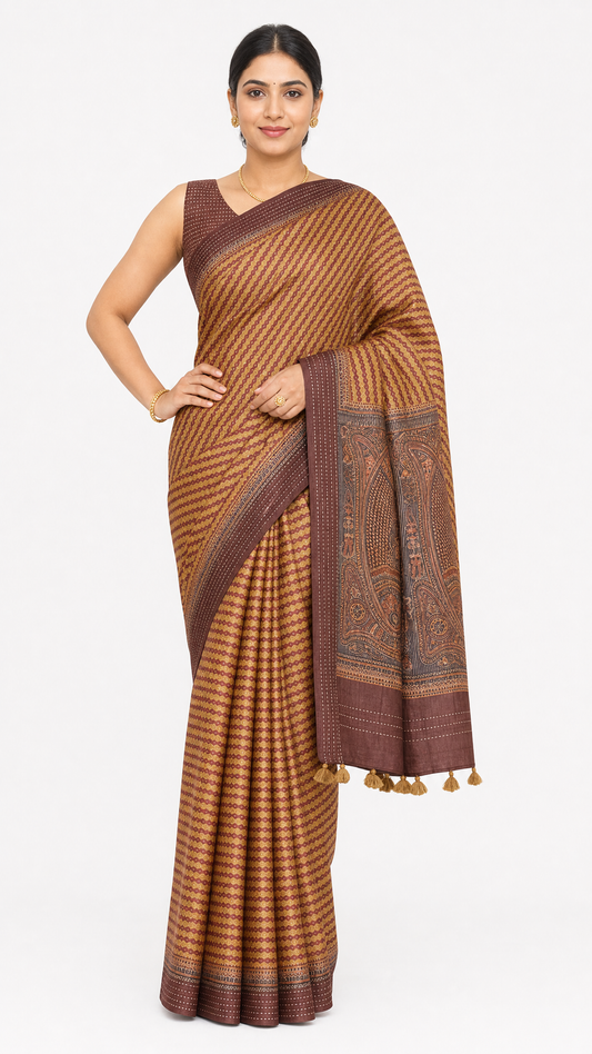 Madhubani Exclusive Pure Tussar Silk Saree AI208583