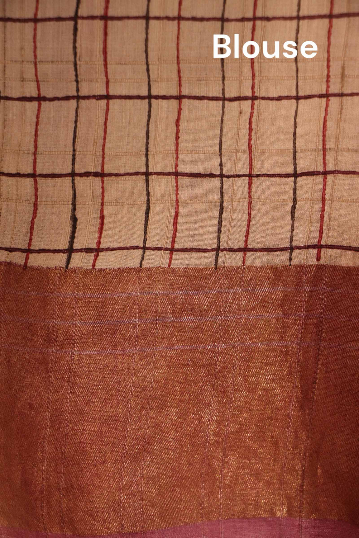 Pure Checks Tissue Zari Tussar Silk Saree AJ205530