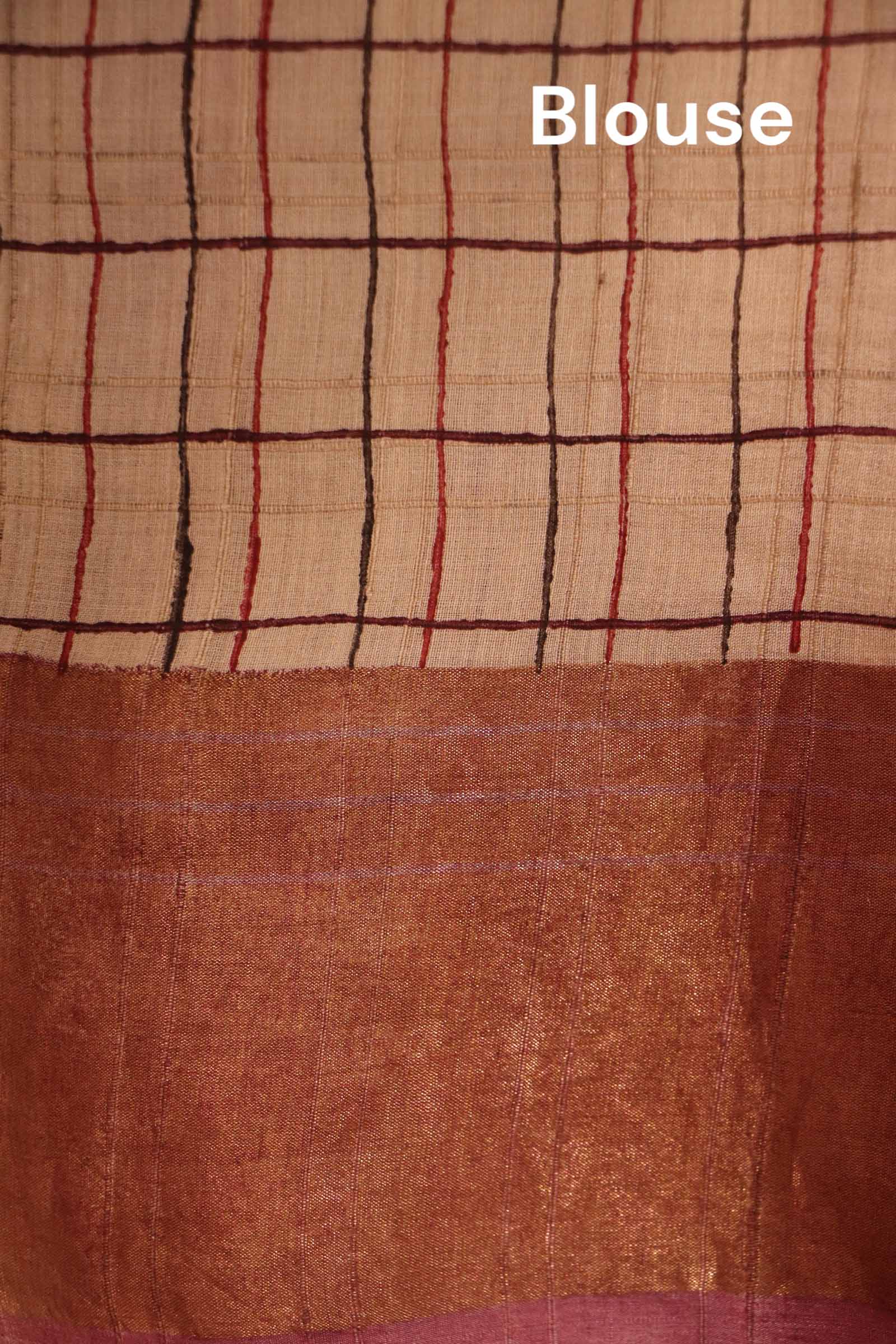 Pure Checks Tissue Zari Tussar Silk Saree AJ205530