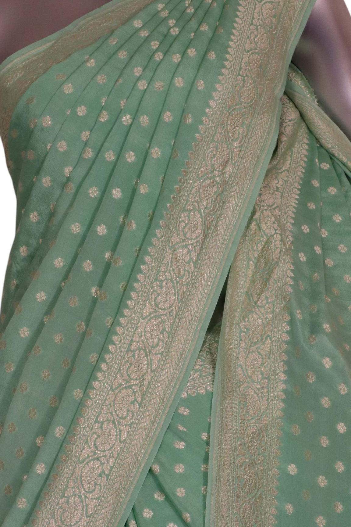 Pure Handloom Zari Butta Banarasi Crepe Silk Saree AL206630