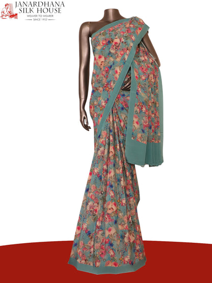 Exclusive Floral Pure Crepe Silk Saree AK203374