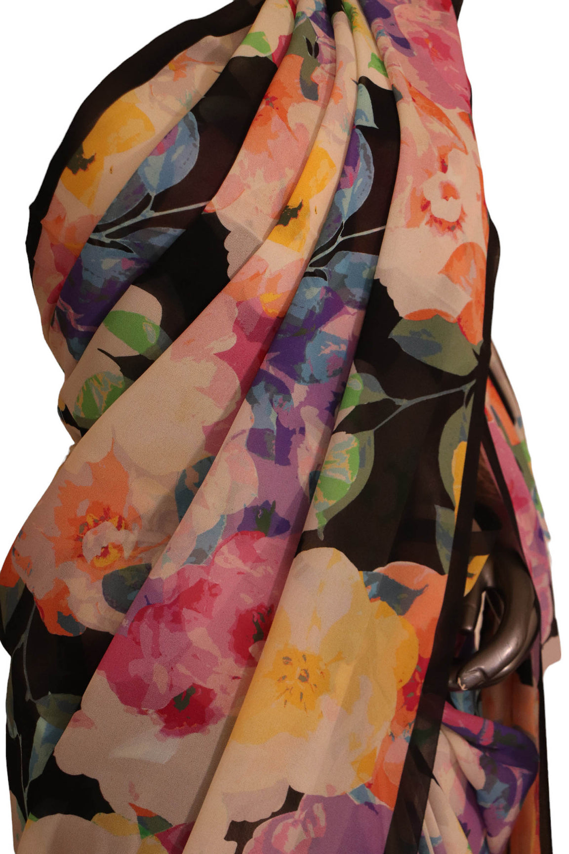 Abstract Floral Exclusive Pure Crepe Silk Saree AJ211705