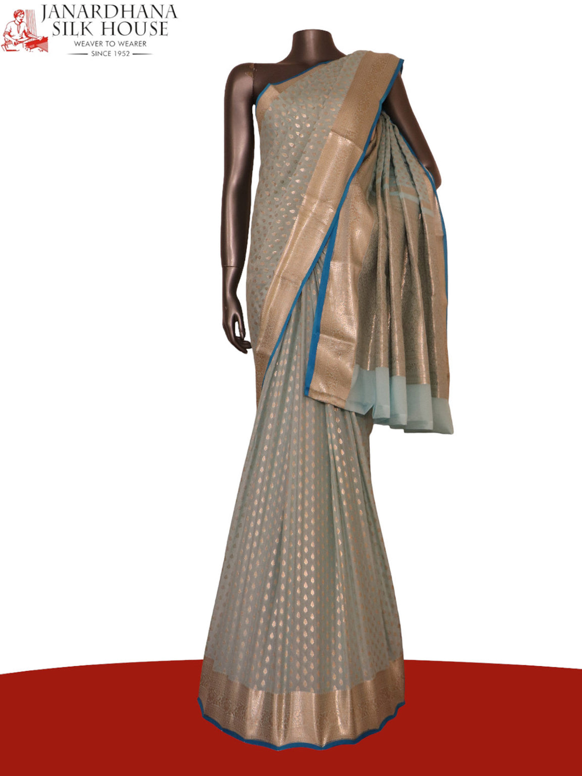 Pure Silver Zari Butta Crepe Silk Saree AK201888