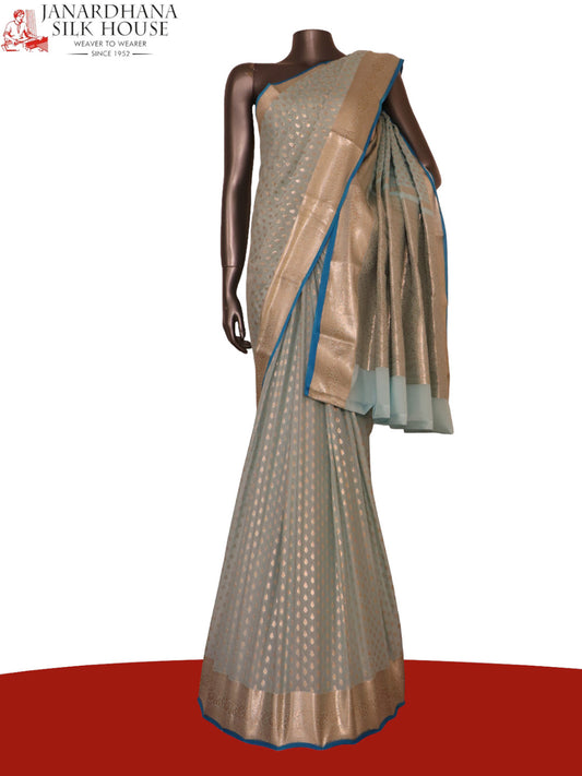 Pure Silver Zari Butta Crepe Silk Saree AK201888