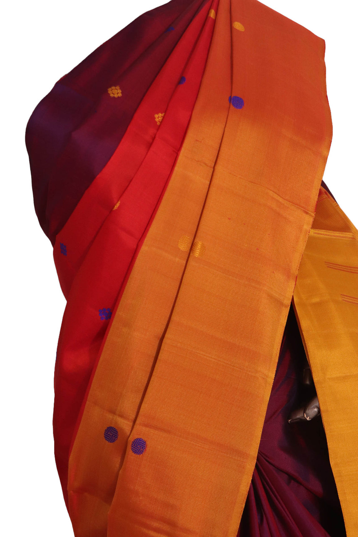 Pure Handloom Thread Muppagam Three Color Kanjeevaram Silk Saree AK201671