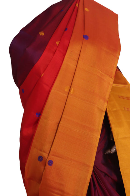 Pure Handloom Thread Muppagam Three Color Kanjeevaram Silk Saree AK201671