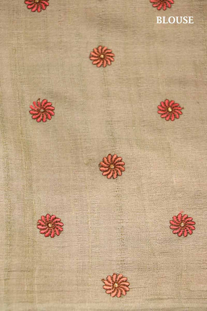 Embroidery Tussar Silk Saree AI203552