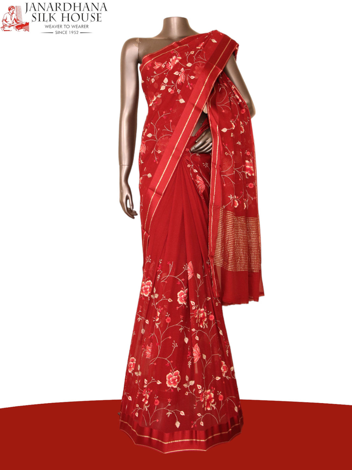 Designer Thread Embroidery Pure Silk Chiffon AJ211811