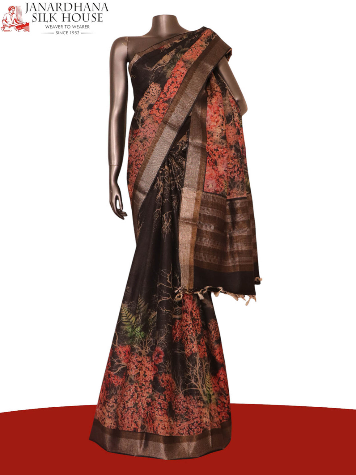 Pure Floral Tussar Silk Saree AK210623