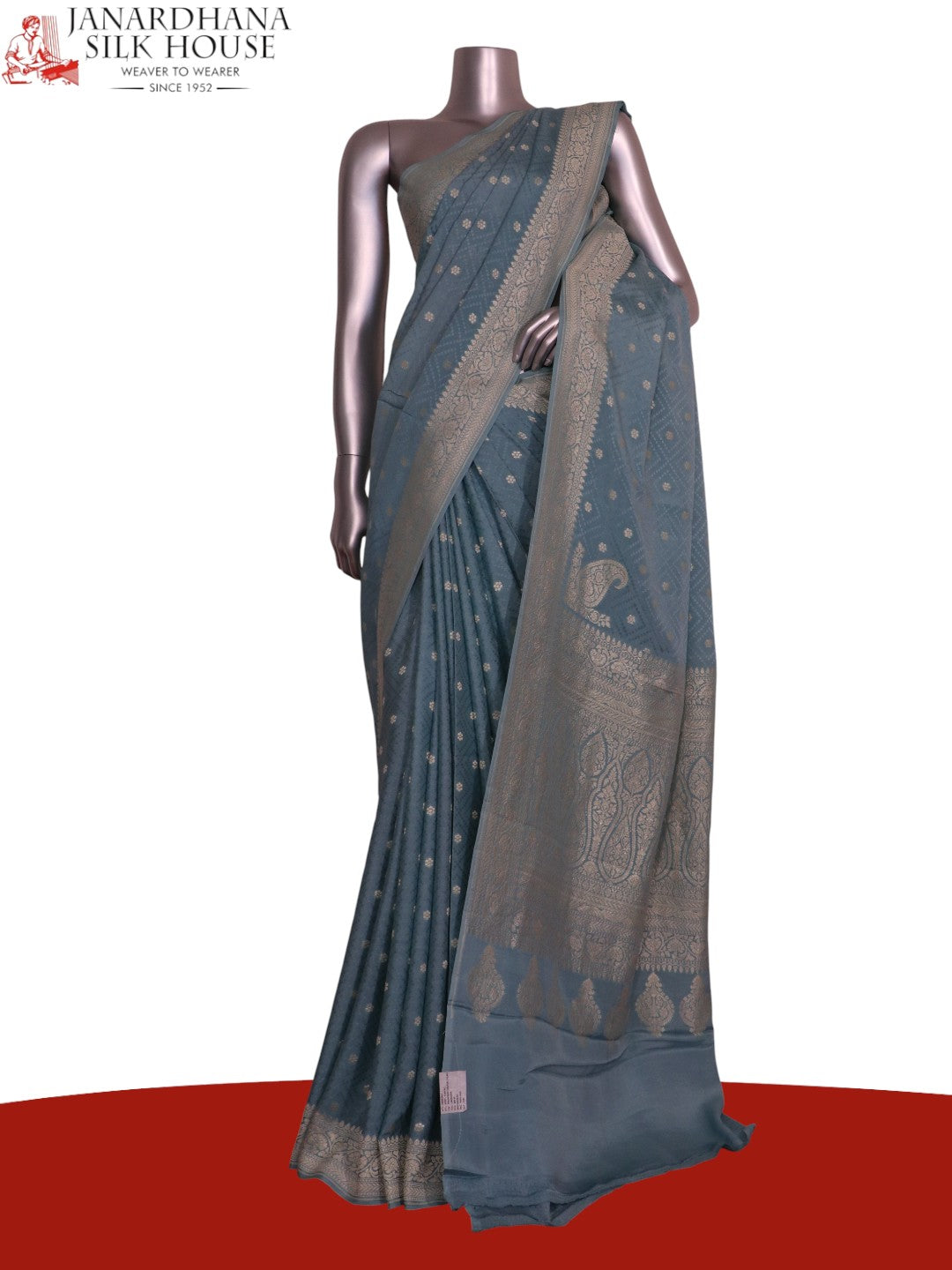 Pure Handloom Zari Butta Banarasi Crepe Silk Saree AL206649