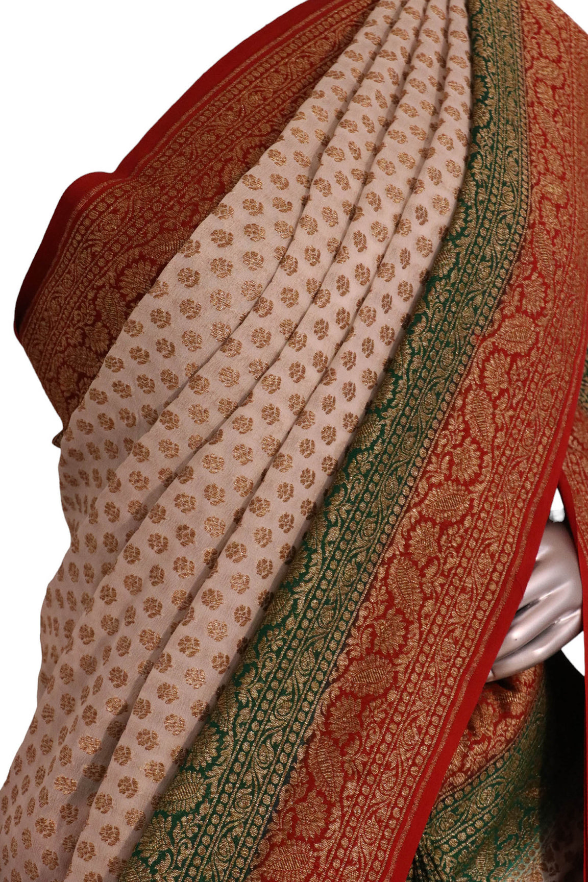 Double Contrast Handloom Banarasi Georgette Silk Saree AK200203