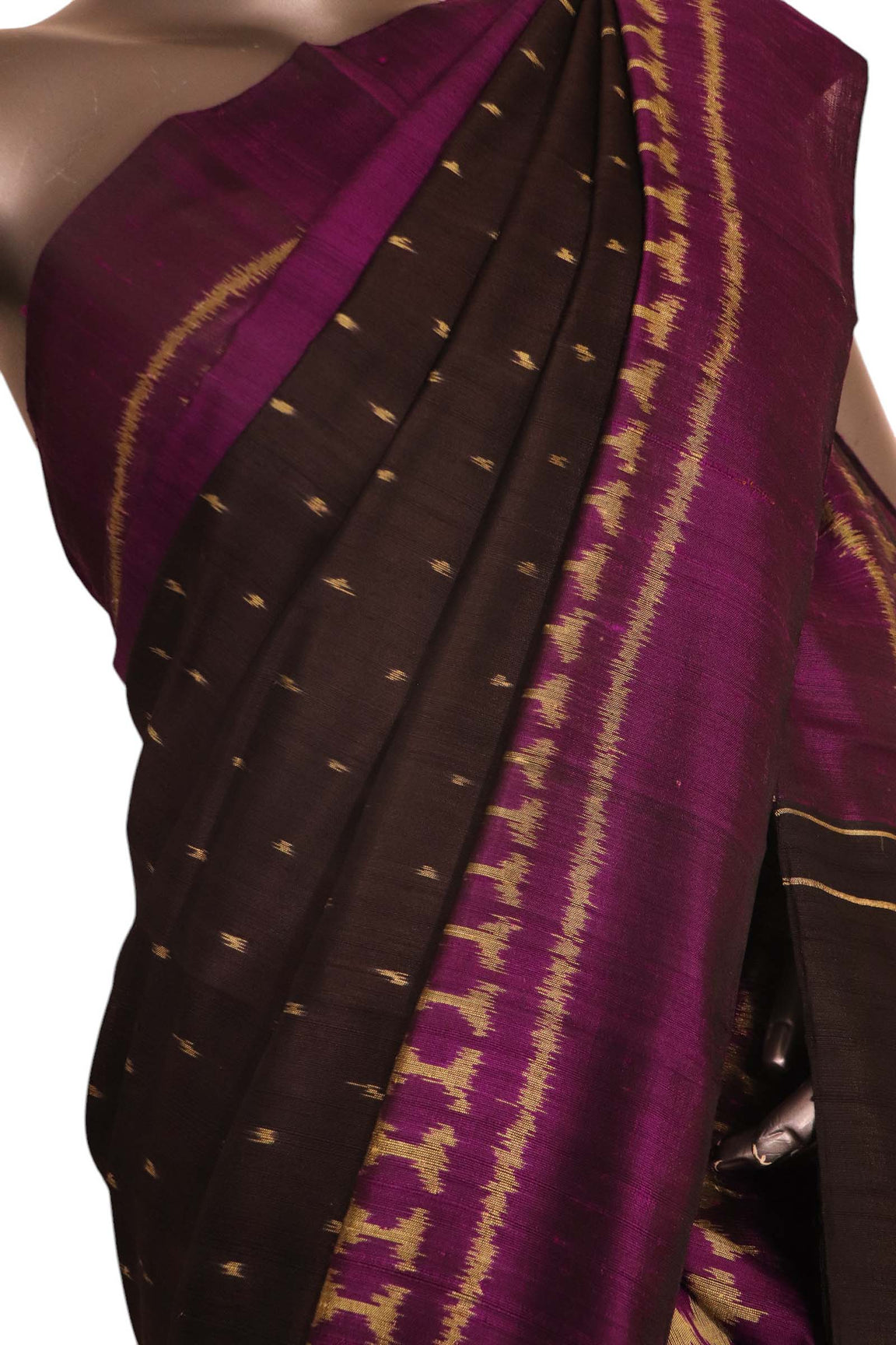 Pure Handloom Patola Ikat Silk Saree-Slubs Weave AK210639