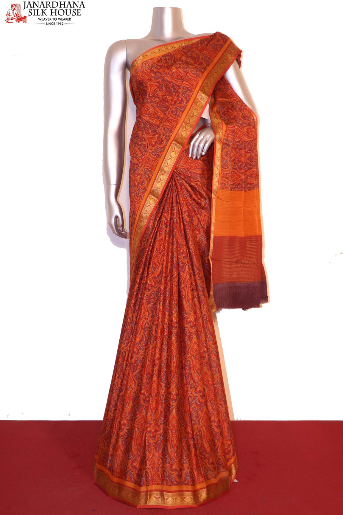 Paisley Exclusive Pure Crepe Silk Saree AI208548