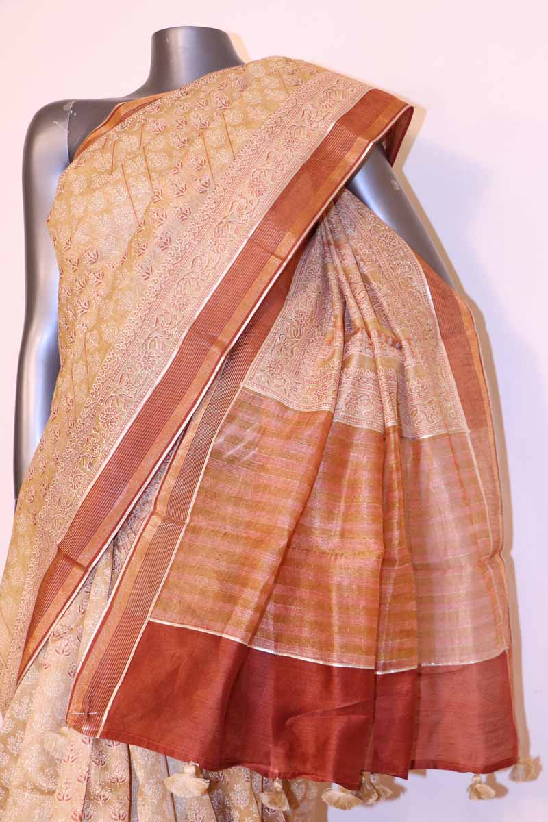 Abstract Tussar Printed Silk Saree  AH207658