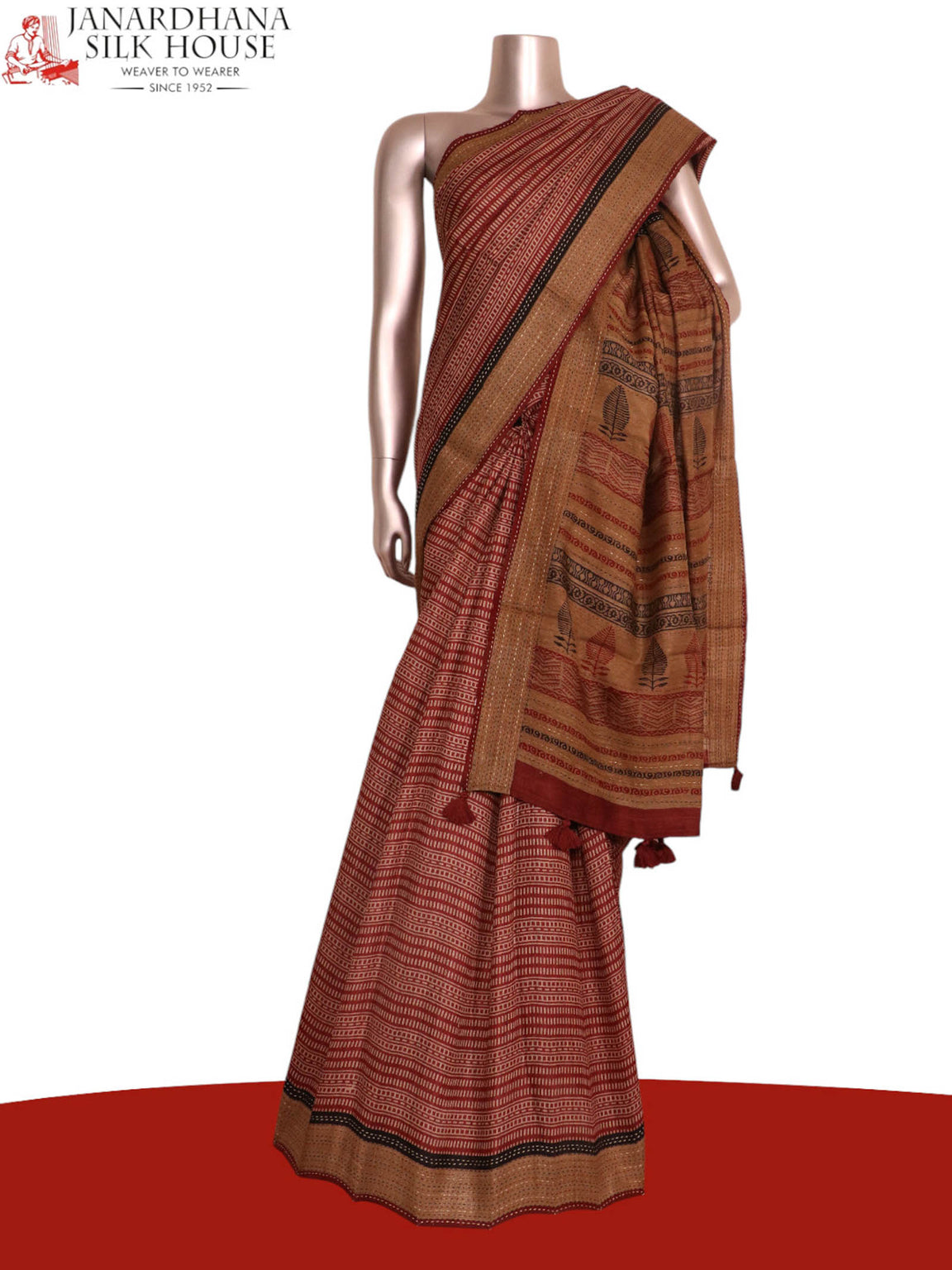 Pure Floral Zari Tussar Silk Saree AK208402