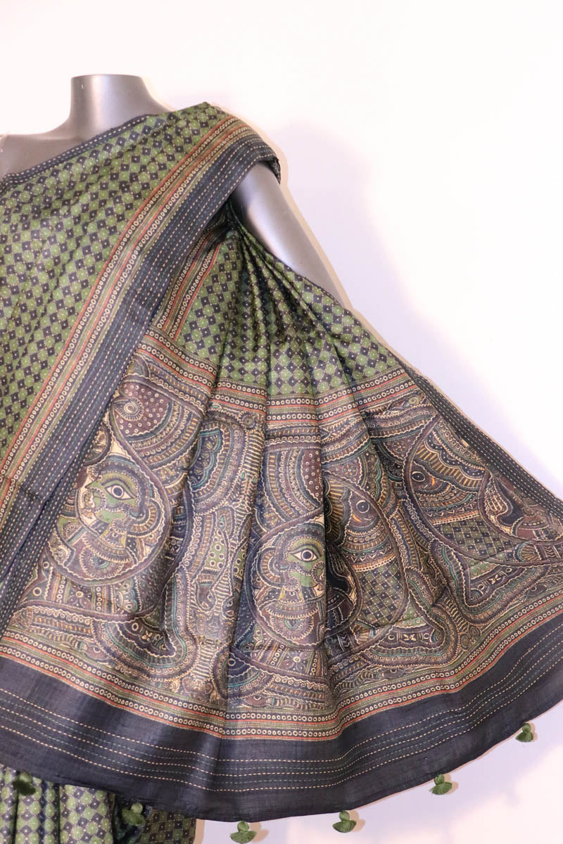Madhubani Exclusive Pure Tussar Silk Saree AI208589