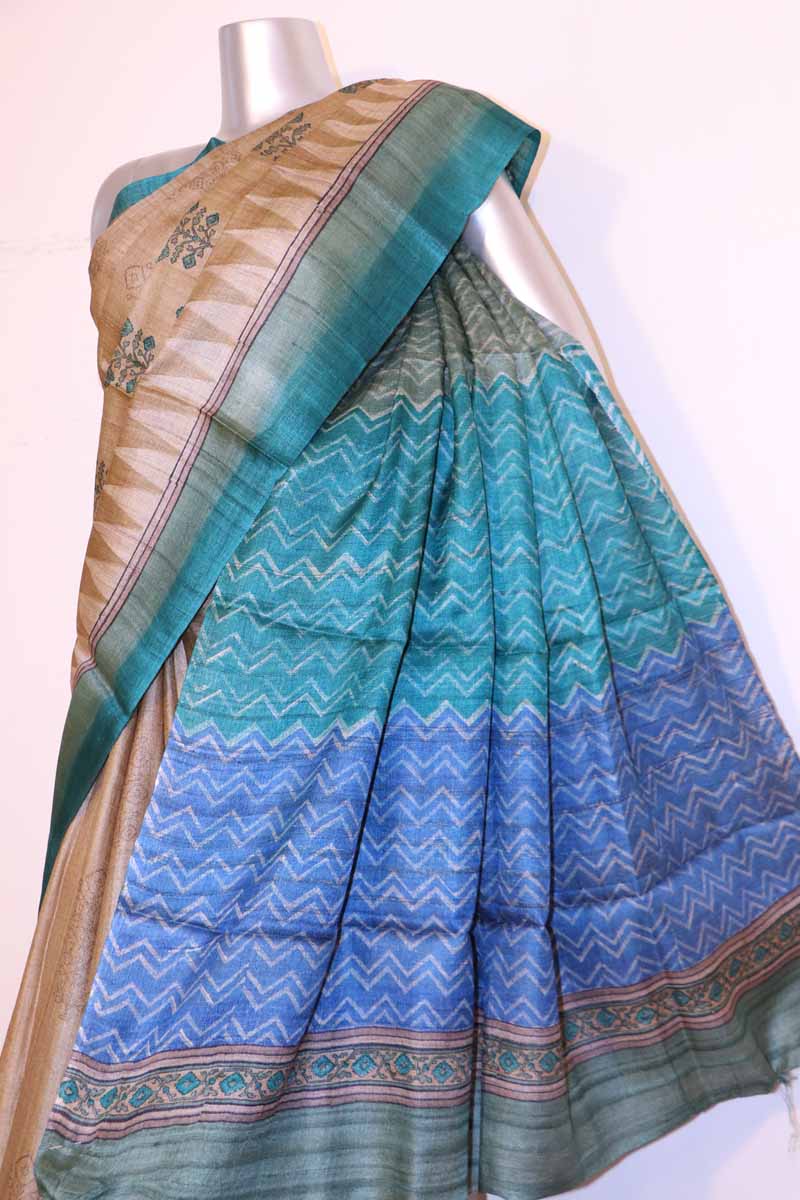 Exclusive Printed Tussar Silk Saree AH203460
