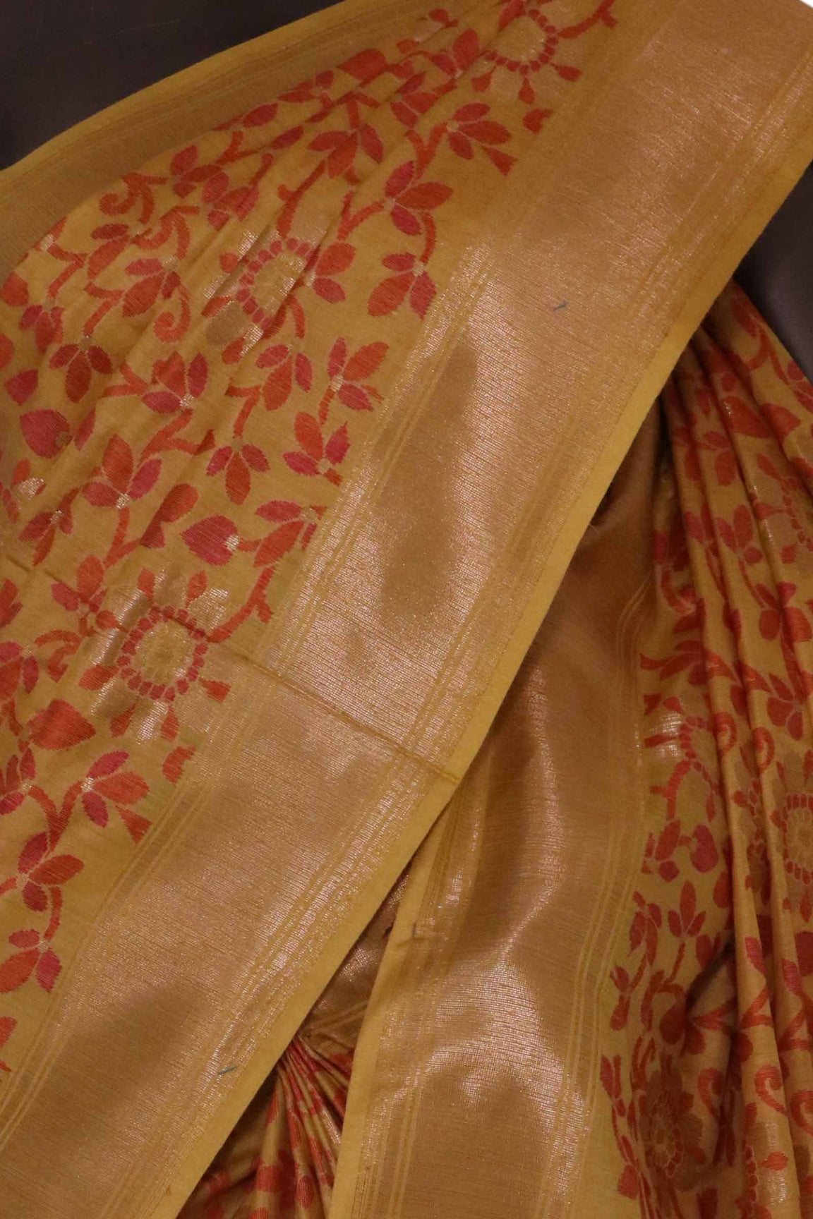 Designer Floral Handloom Tussar Silk Saree AL206533