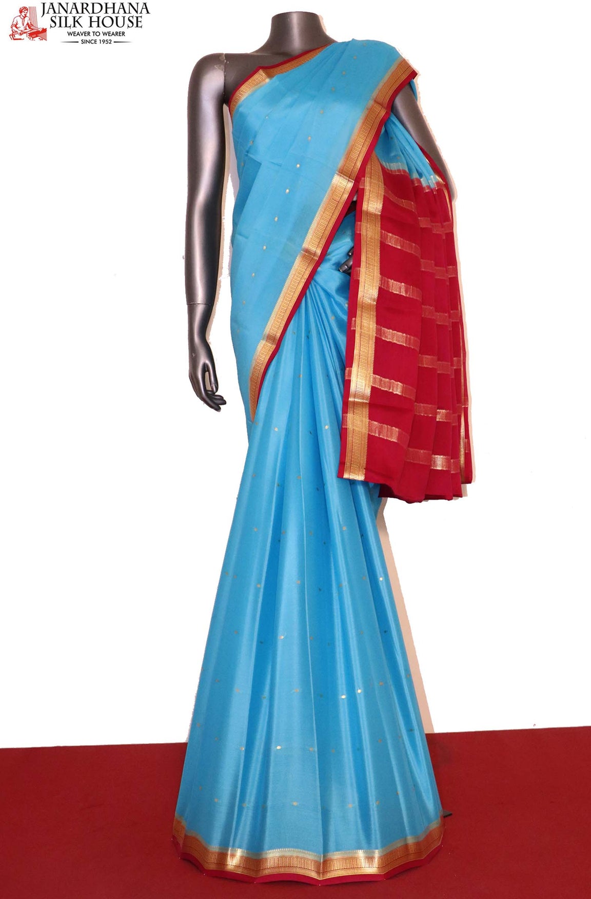 Traditional Butta Pure Mysore Crepe Silk Saree AI215073