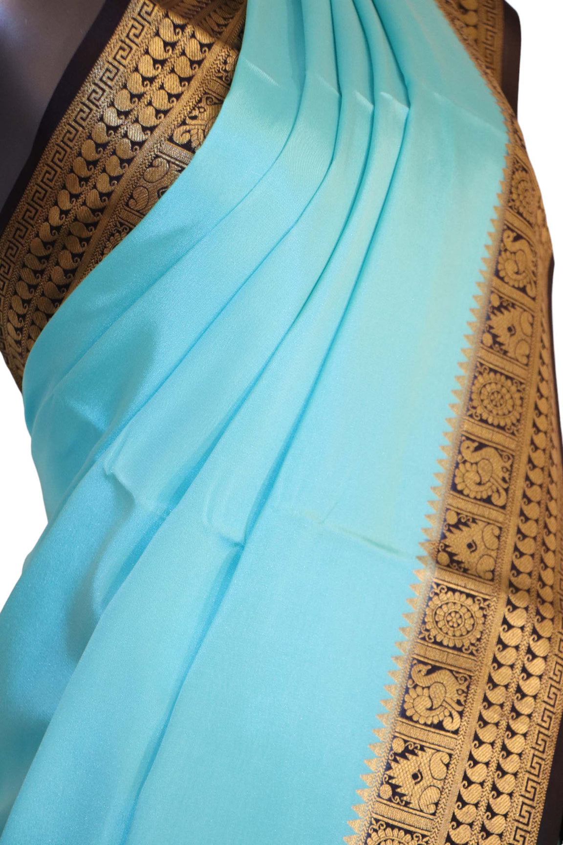 Traditional Contrast Pure Mysore Crepe Silk Saree  AJ203433