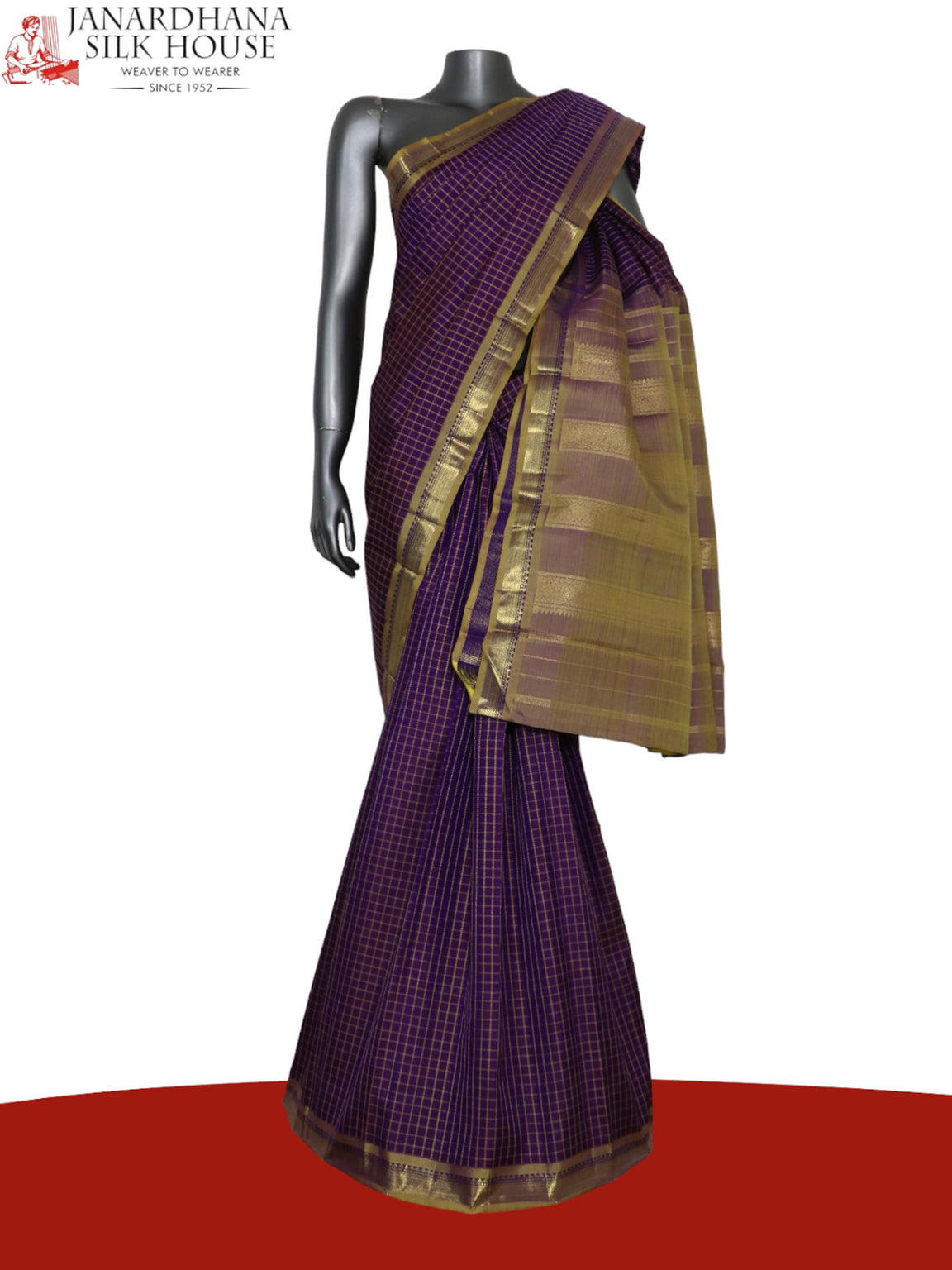Traditional Checks Wedding Kanjeevaram Silk Saree AK200903