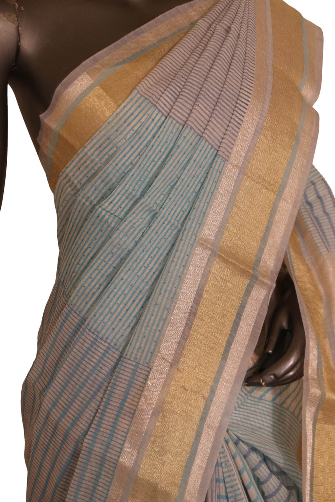 Pure Print Gold Silver Zari Soft Tussar Silk Saree AJ205586