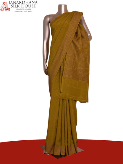 Pure Handloom Zari Butta Banarasi Crepe Silk Saree AL200312