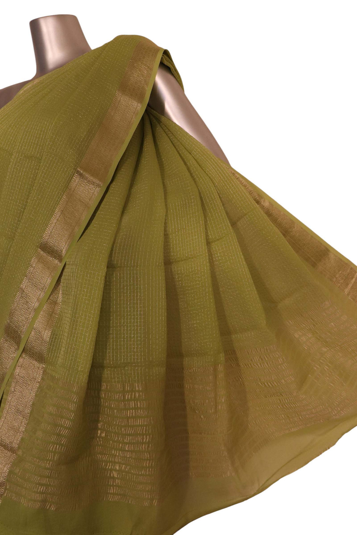 Pure Checks Zari Georgette Silk Saree AK210611