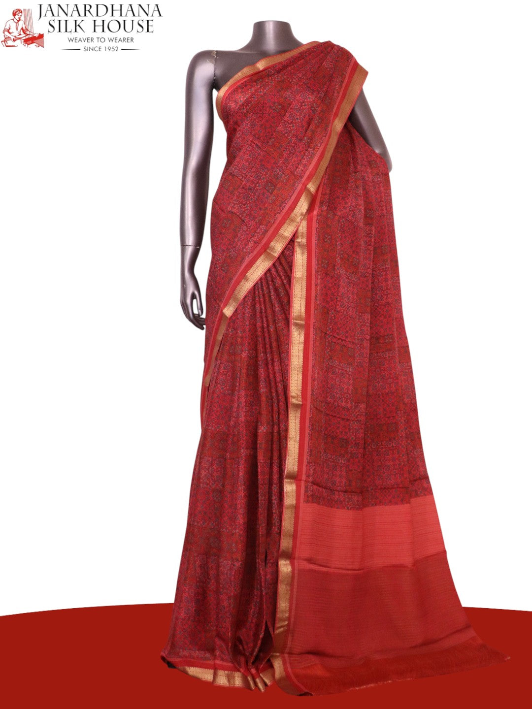 Pure Floral Zari Crepe Silk Saree AL206165
