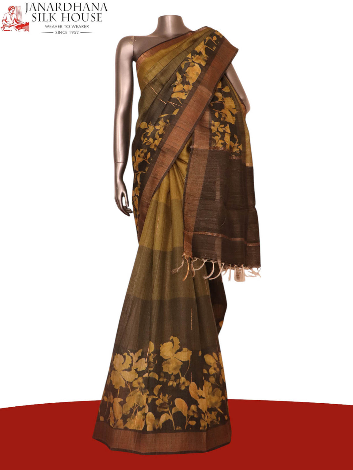 Pure Multi Shade Floral Tussar Silk Saree AK210630