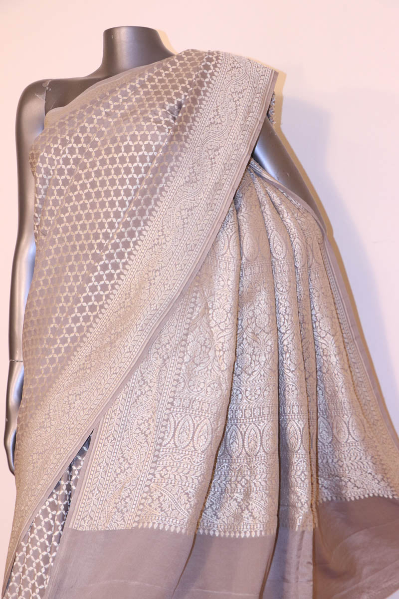 Classic Banarasi Handloom Crepe Silk Saree Brocade Blouse AI212101