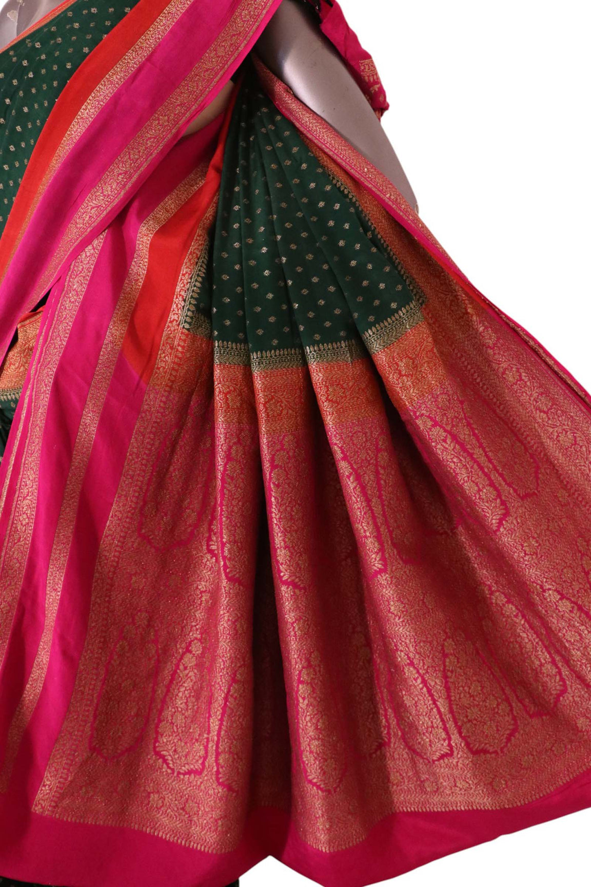 Pure Handloom Zari Butta Banarasi Crepe Silk Saree AL212243