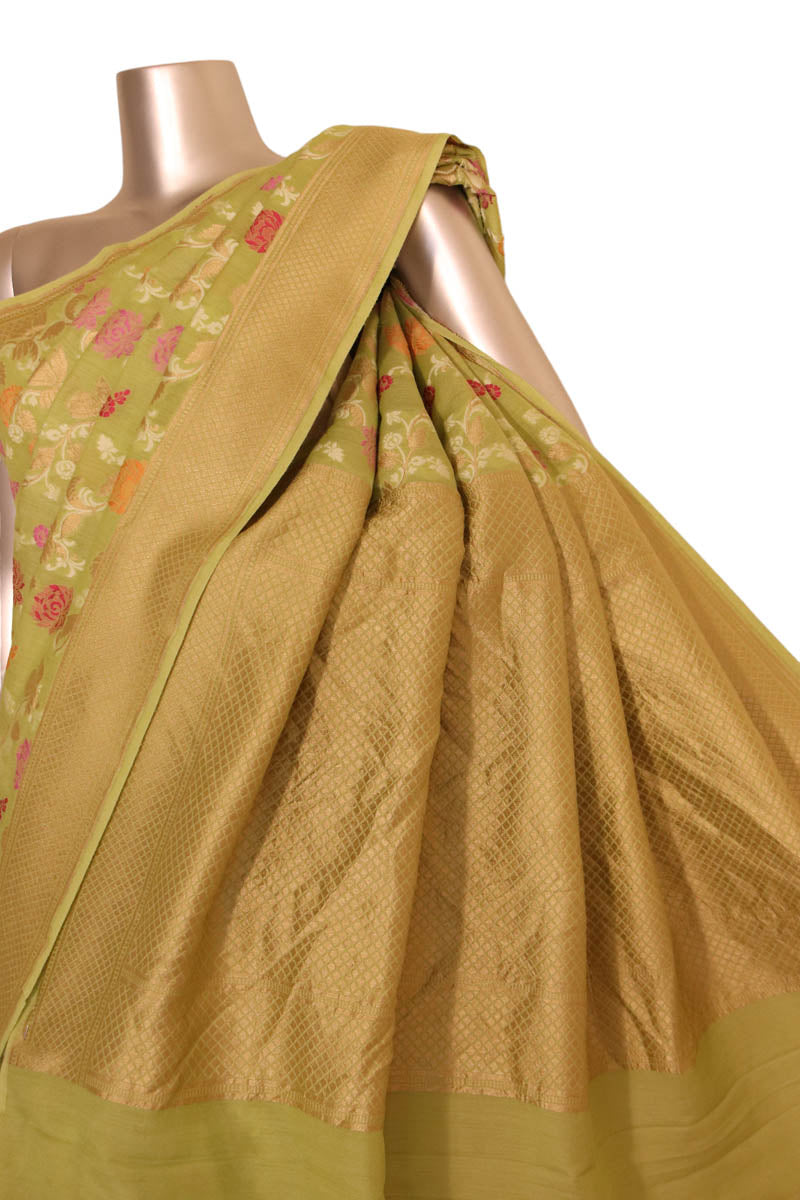 Meenakari Floral Handloom Tussar Silk Saree AJ202484