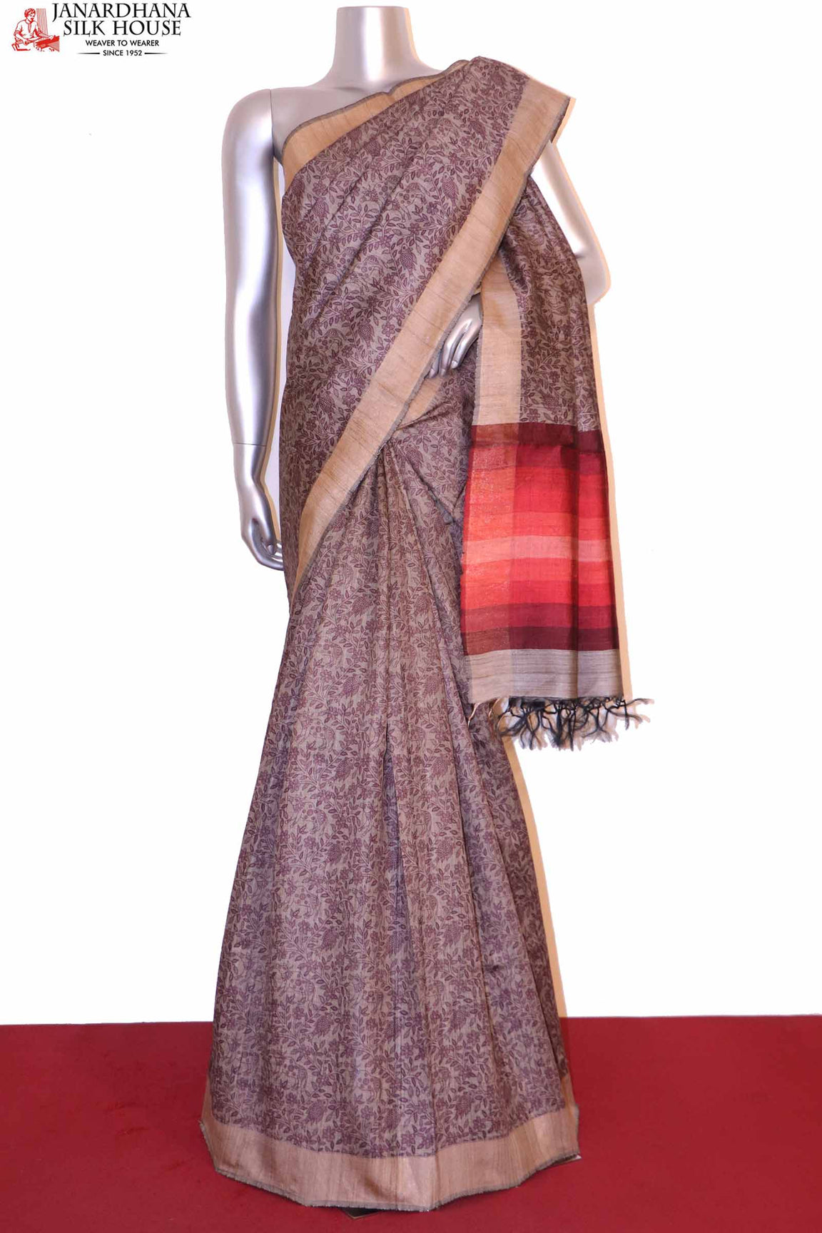 Designer Pure Tussar Silk Saree AH205113