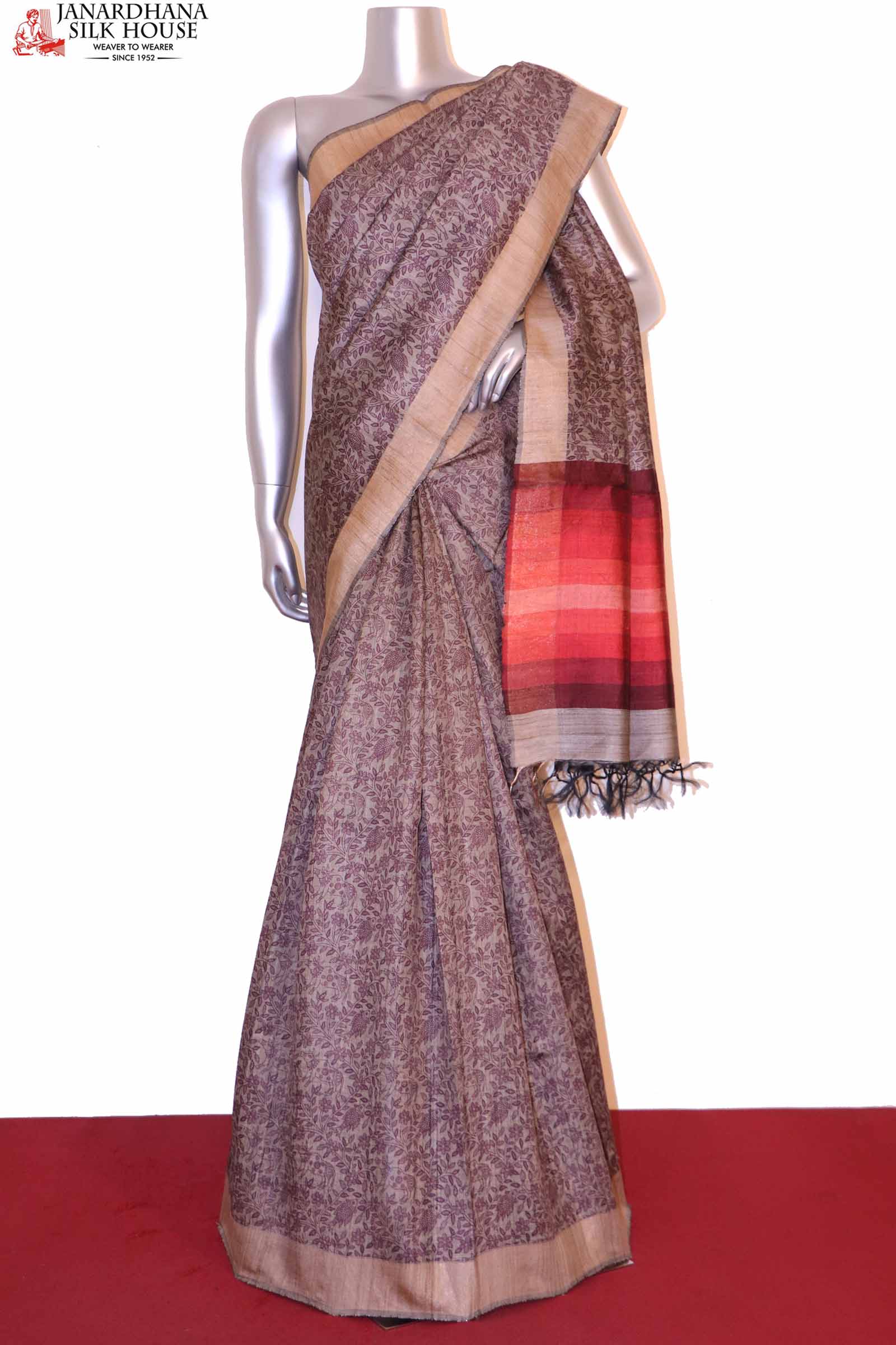 Designer Pure Tussar Silk Saree AH205113