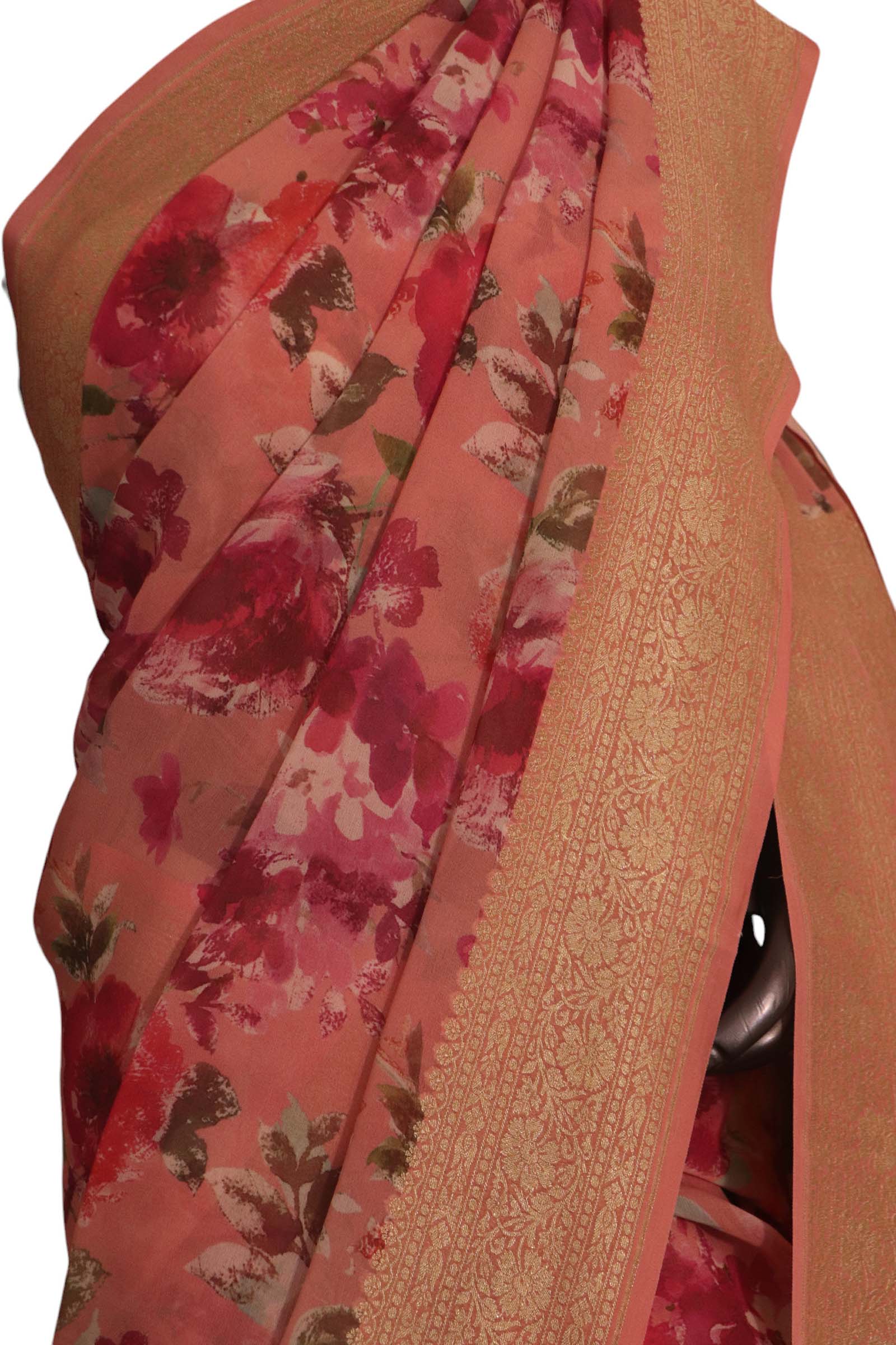 Pure Floral Georgette Silk Saree AK202412
