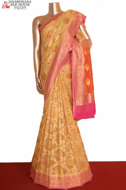 Designer Brush Paint Banarasi Georgette Silk Saree AH201704