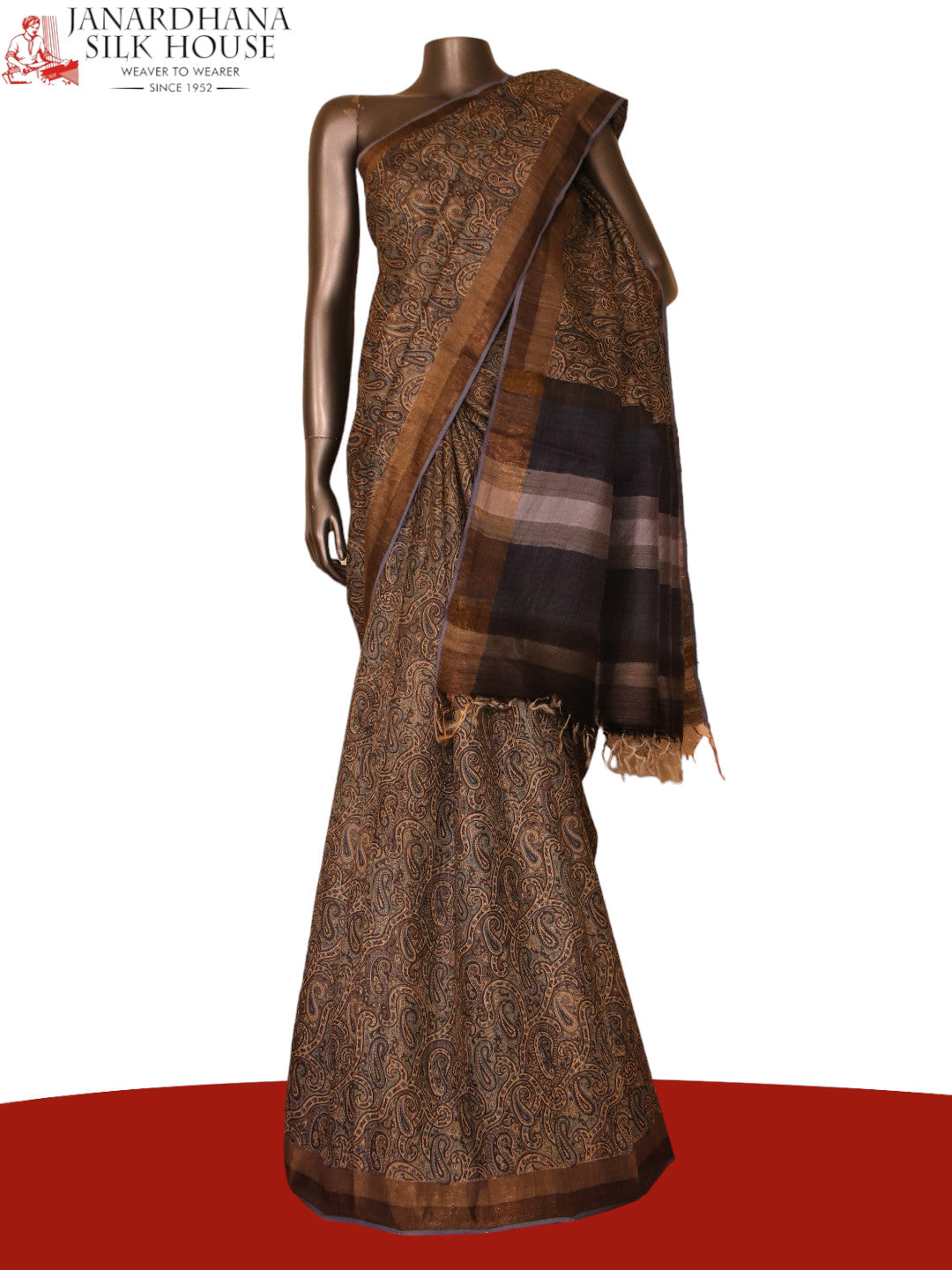 Paisley Exclusive Pure Tussar Silk Saree AJ207006