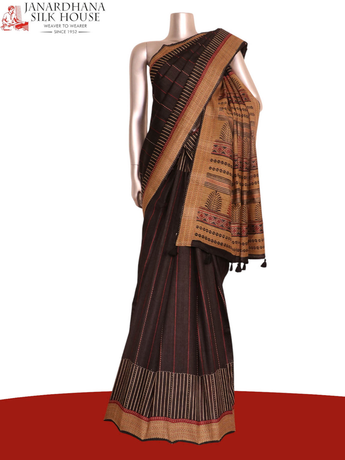 Pure Floral Zari Tussar Silk Saree AK208406