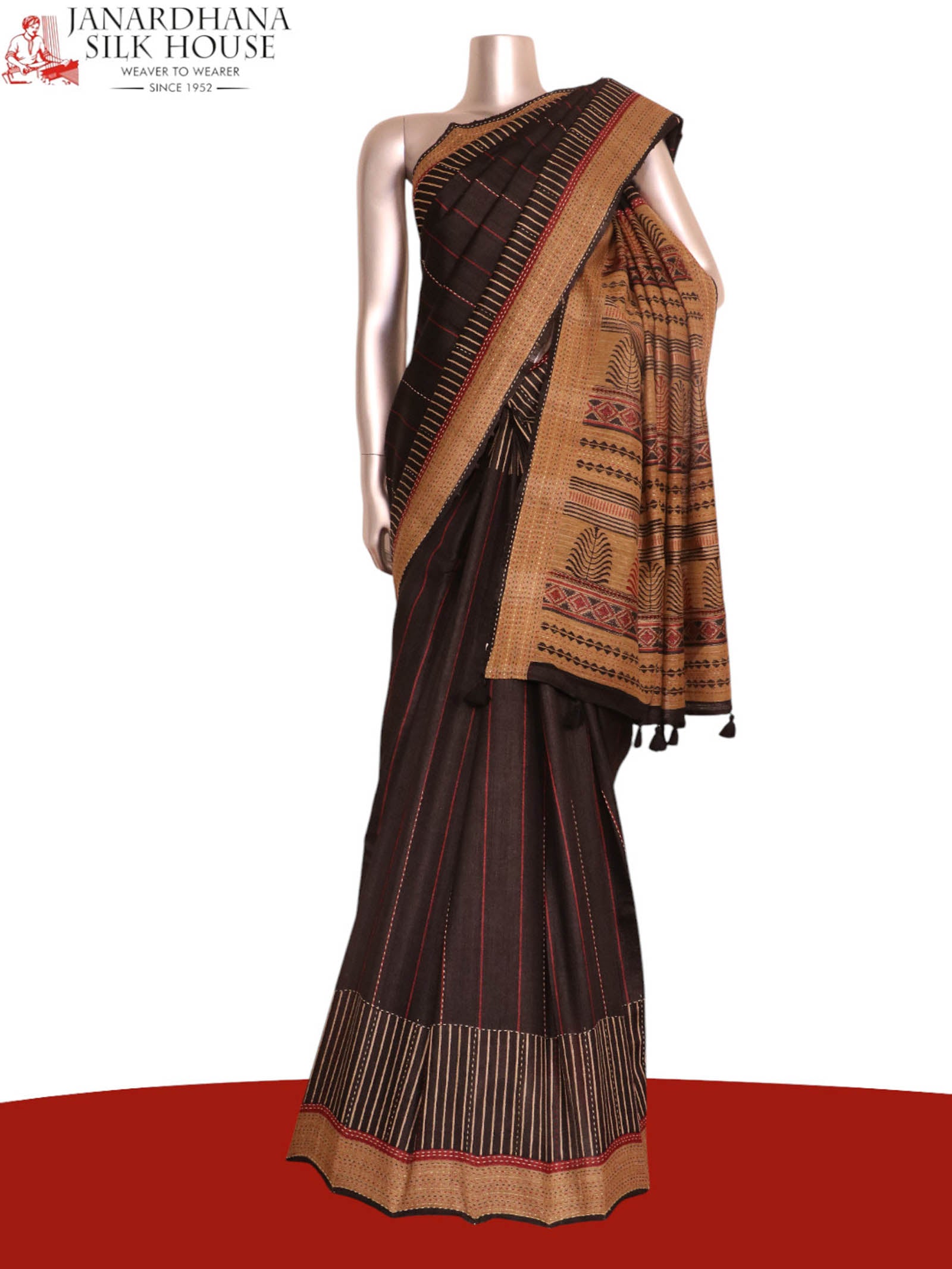 Pure Floral Zari Tussar Silk Saree AK208406
