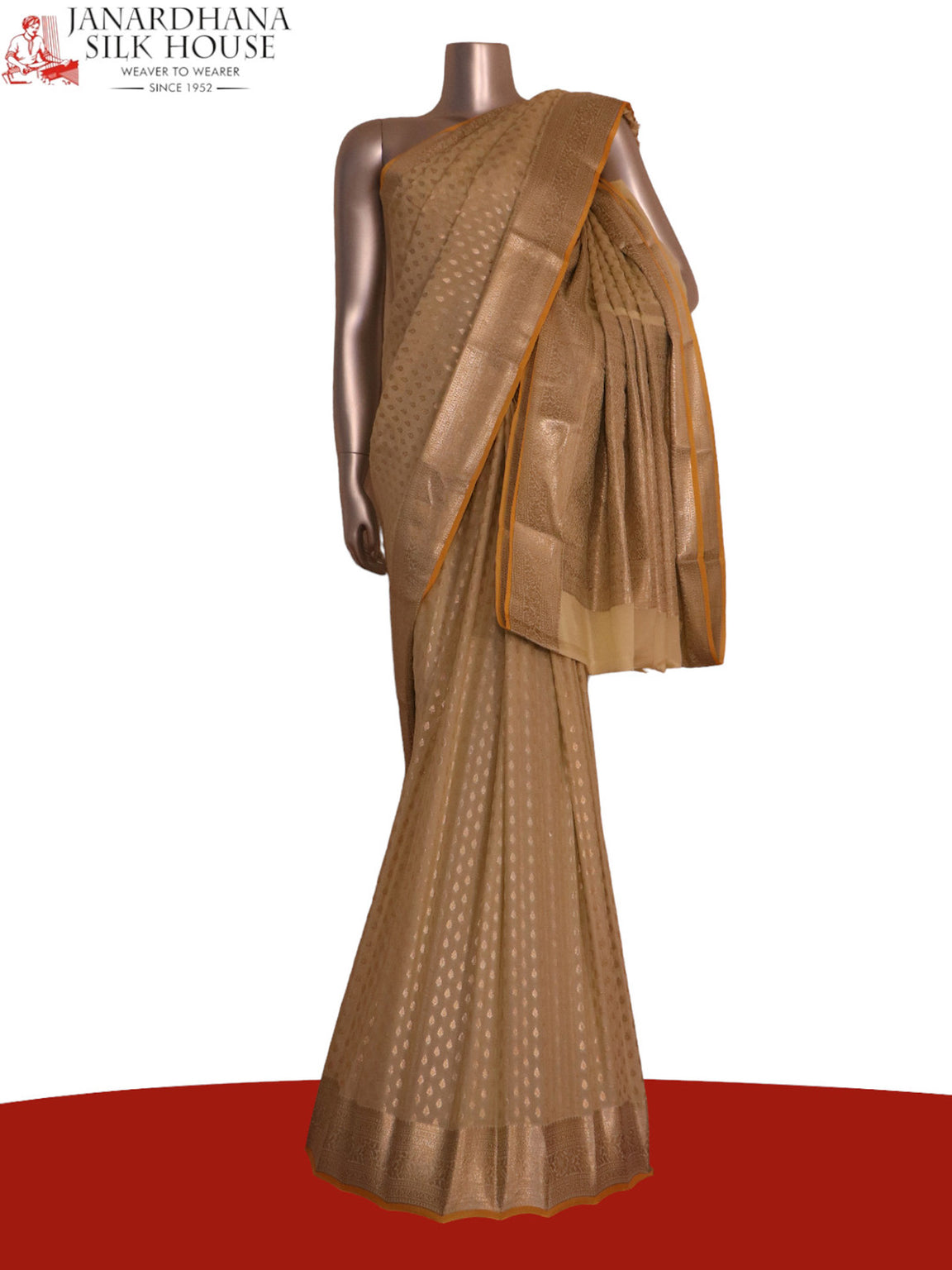 Pure Silver Zari Butta Crepe Silk Saree AK201889