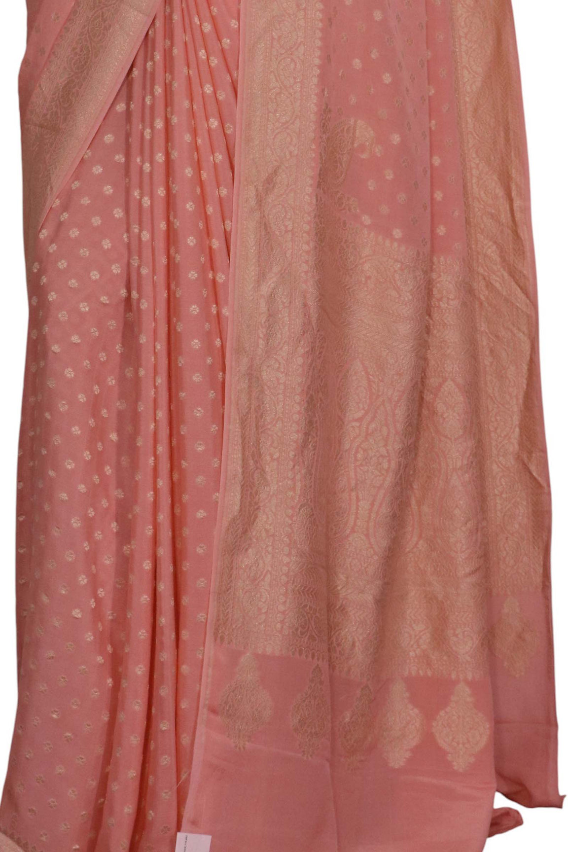 Pure Handloom Zari Butta Banarasi Crepe Silk Saree AL200293