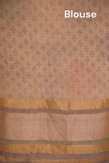 Pure Print Gold Silver Zari Soft Tussar Silk Saree AJ205568