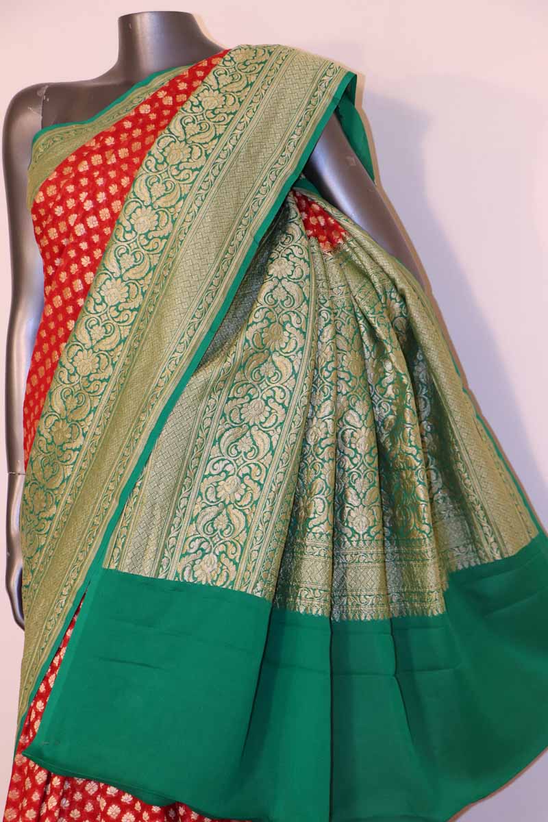 Exclusive Butta Contrast Banarasi Georgette Silk Saree AH204750