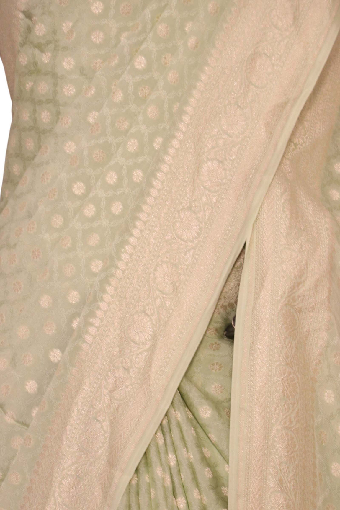 Pure Handloom Zari Butta Banarasi Crepe Silk Saree AL206650