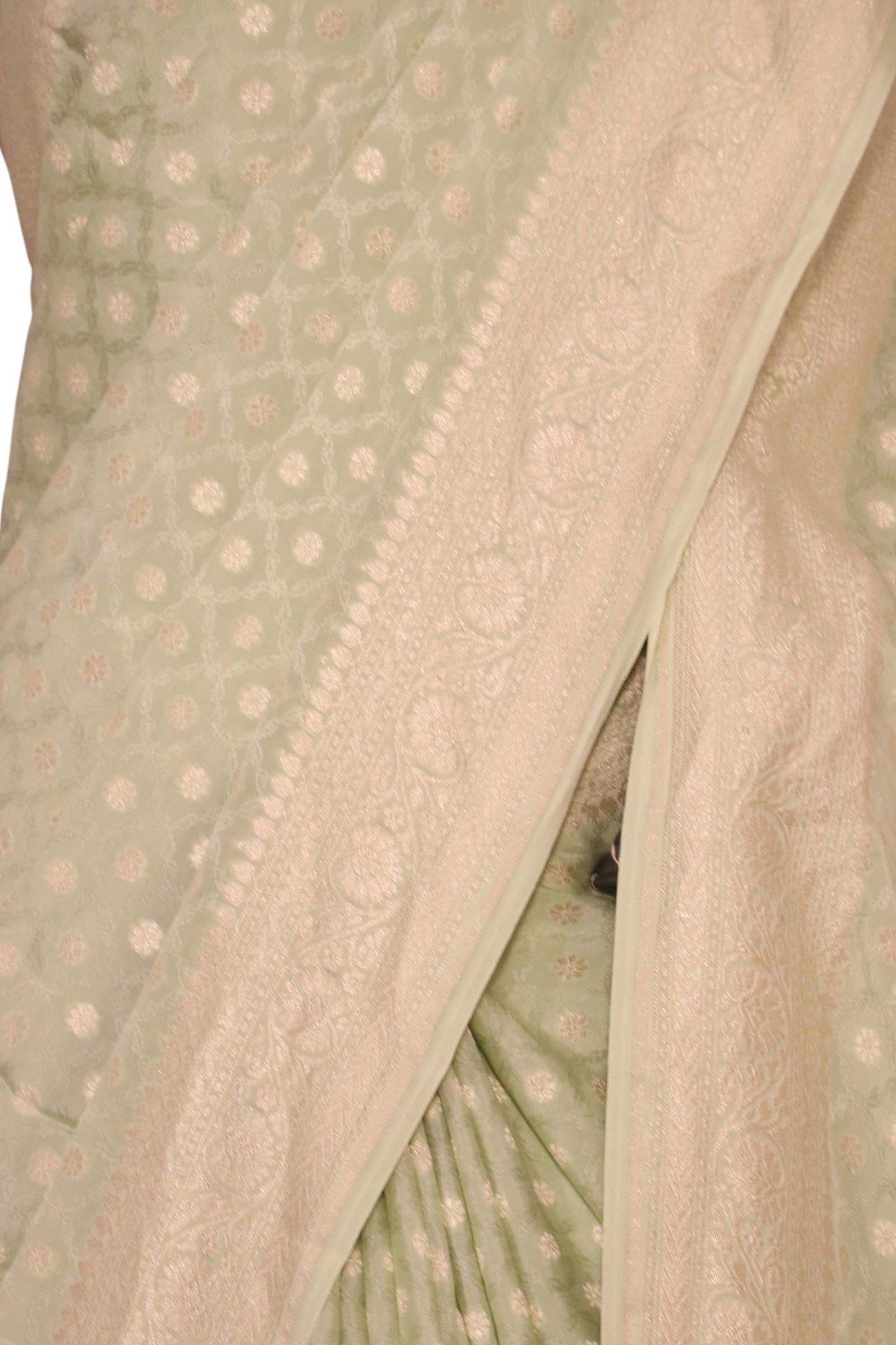 pure handloom zari butta banarasi crepe silk saree al206650