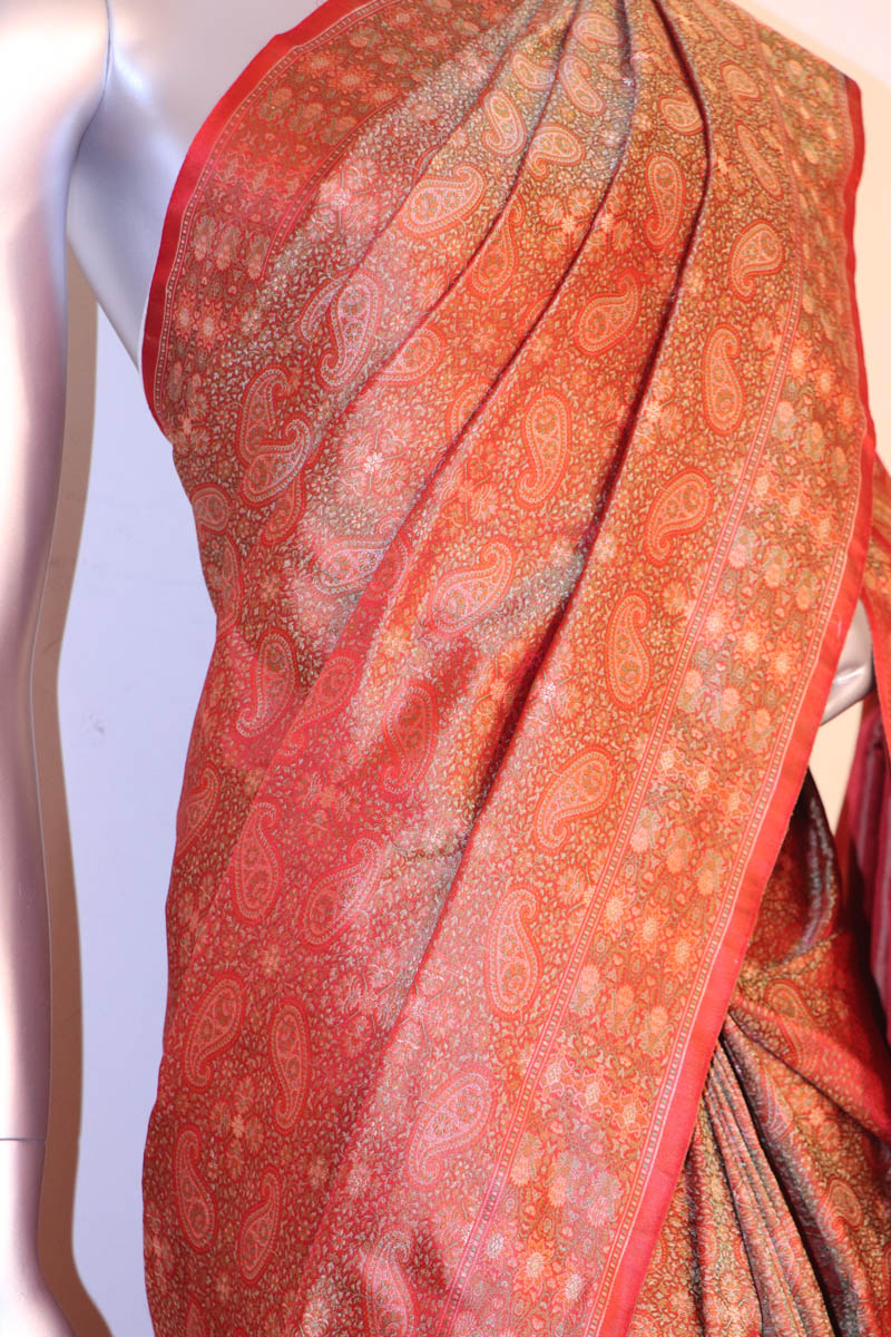 Exquisite Handloom Jamawar Tanchoi Silk Saree-Master Weaves AI207604